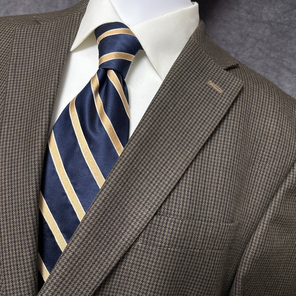 Chaps Sport Coat 46L Brown Check Blazer Jacket Classic Casual Big Tall‎ Business